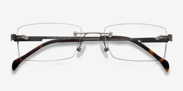 Pyramids Silver MetalEyeglass Frames from EyeBuyDirect, Closed View