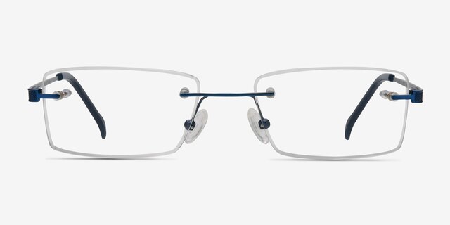 Pyramids Blue MetalEyeglass Frames from EyeBuyDirect, Front View
