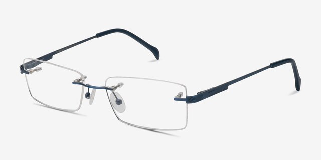 Pyramids Blue MetalEyeglass Frames from EyeBuyDirect, Angle View