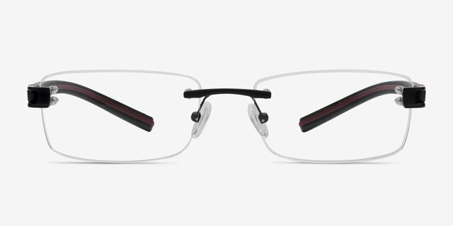 Flow Noir AcétateMontures de lunettes de vue d'EyeBuyDirect, Vue de Face