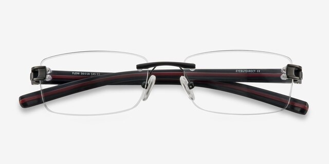 Flow Noir AcétateMontures de lunettes de vue d'EyeBuyDirect, Vue Rapprochée