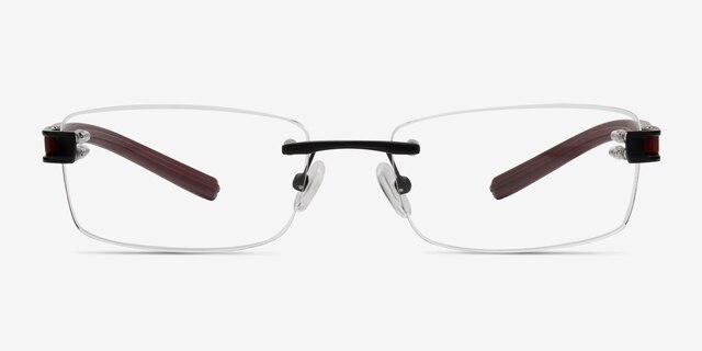Flow Black Burgundy AcetateEyeglass Frames from EyeBuyDirect, Front View