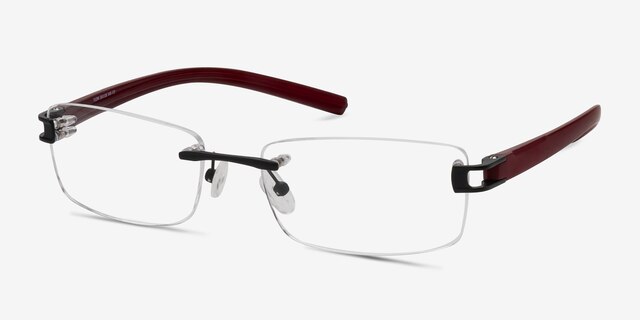 Flow Black Burgundy AcetateEyeglass Frames from EyeBuyDirect, Angle View
