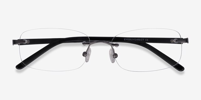Limitless Gunmetal MetalEyeglass Frames from EyeBuyDirect, Closed View