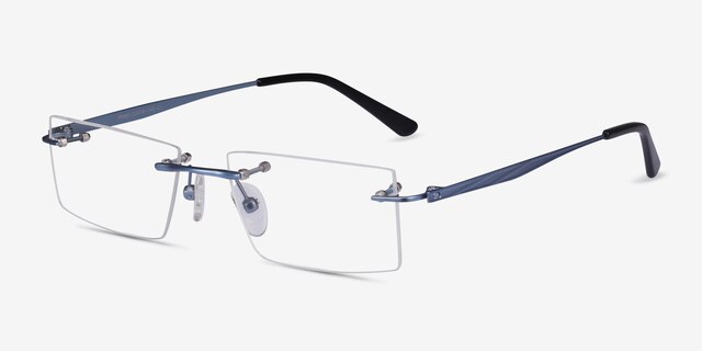 Primo Bleu MétalMontures de lunettes de vue d'EyeBuyDirect, Vue d'Angle