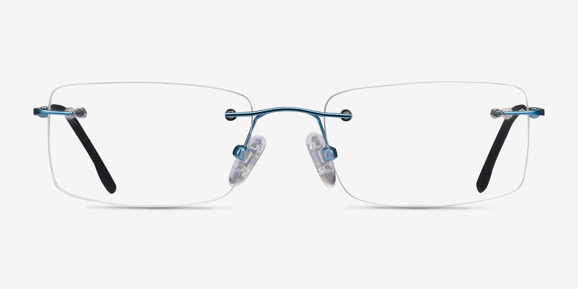 Woodrow Rectangle Blue Rimless Eyeglasses Eyebuydirect 