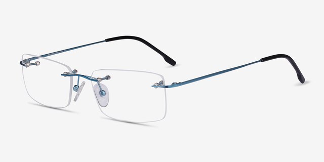 Woodrow Bleu MétalMontures de lunettes de vue d'EyeBuyDirect, Vue d'Angle