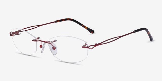 Create Burgundy MetalEyeglass Frames from EyeBuyDirect, Angle View