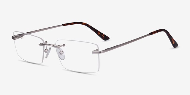 Enterprise Silver MetalEyeglass Frames from EyeBuyDirect, Angle View