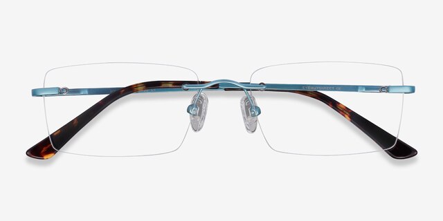 Bold Blue MetalEyeglass Frames from EyeBuyDirect, Closed View