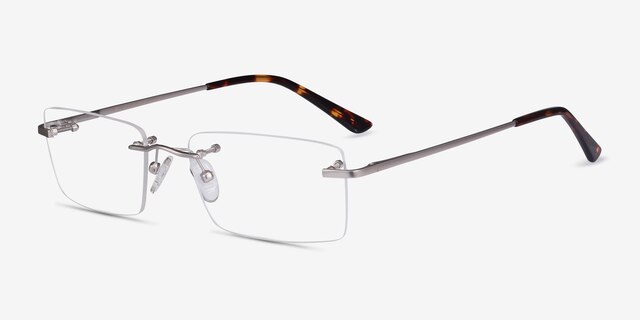 Bold Silver MetalEyeglass Frames from EyeBuyDirect, Angle View
