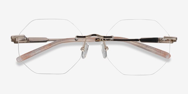 Glas Doré MétalMontures de lunettes de vue d'EyeBuyDirect, Vue Rapprochée