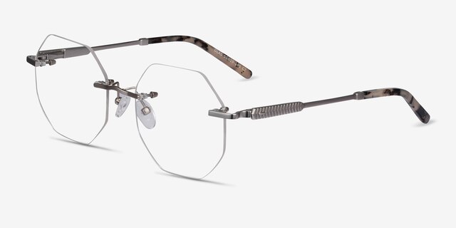 Glas Silver MetalEyeglass Frames from EyeBuyDirect, Angle View