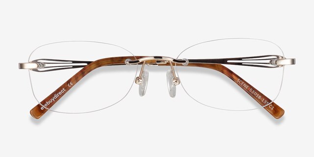 Scene Gold MetalEyeglass Frames from EyeBuyDirect, Closed View