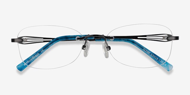 Scene Black MetalEyeglass Frames from EyeBuyDirect, Closed View