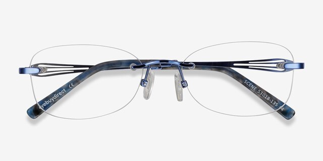 Scene Blue MetalEyeglass Frames from EyeBuyDirect, Closed View