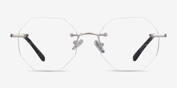 Generous Matte Silver Metal Eyeglass Frames