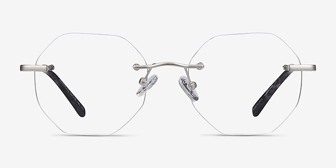 Generous Matte Silver Metal Eyeglass Frames