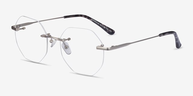 Generous Matte Silver MétalMontures de lunettes de vue d'EyeBuyDirect, Vue d'Angle