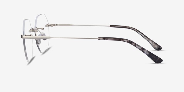 Generous Matte Silver MétalMontures de lunettes de vue d'EyeBuyDirect, Vue de Côté