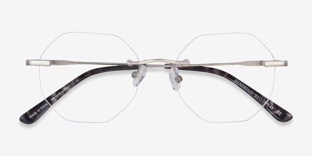 Generous Matte Silver MétalMontures de lunettes de vue d'EyeBuyDirect, Vue Rapprochée