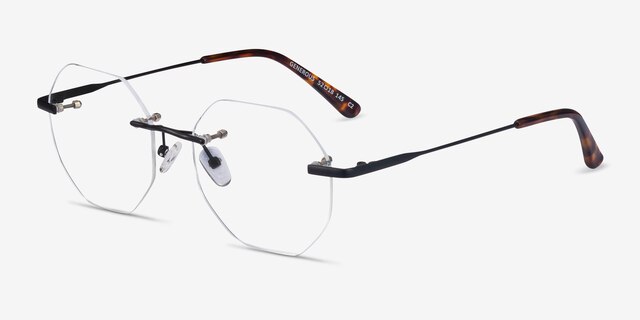 Generous Matte Black MetalEyeglass Frames from EyeBuyDirect, Angle View
