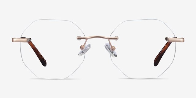 Generous Matte Gold MetalEyeglass Frames from EyeBuyDirect, Front View