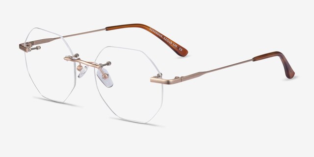 Generous Matte Gold MetalEyeglass Frames from EyeBuyDirect, Angle View