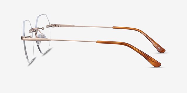 Generous Matte Gold MetalEyeglass Frames from EyeBuyDirect, Side View