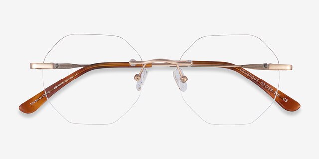 Generous Matte Gold MetalEyeglass Frames from EyeBuyDirect, Closed View