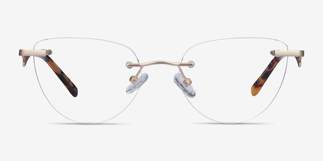Harmony Matte Gold MetalEyeglass Frames from EyeBuyDirect, Front View