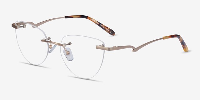Harmony Matte Gold MetalEyeglass Frames from EyeBuyDirect, Angle View