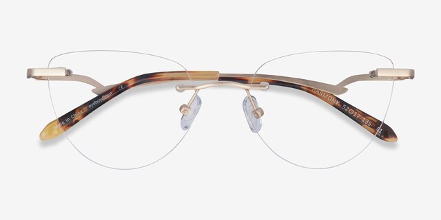 Harmony Matte Gold MetalEyeglass Frames from EyeBuyDirect, Closed View