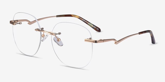 Belle Gold MetalEyeglass Frames from EyeBuyDirect, Angle View