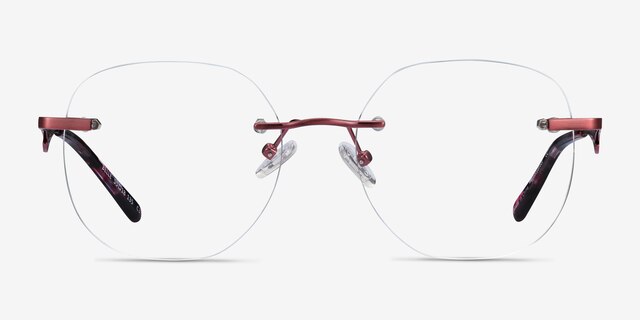 Belle Burgundy MetalEyeglass Frames from EyeBuyDirect, Front View