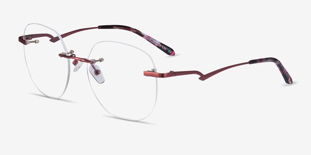 Belle Burgundy MetalEyeglass Frames from EyeBuyDirect, Angle View
