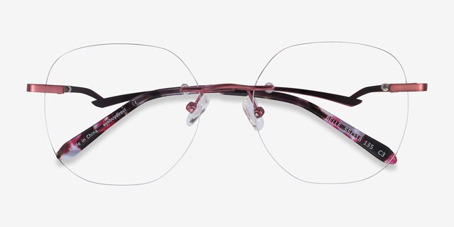 Belle Burgundy MetalEyeglass Frames from EyeBuyDirect, Closed View