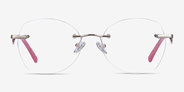 Ajar Silver MetalEyeglass Frames from EyeBuyDirect, Front View