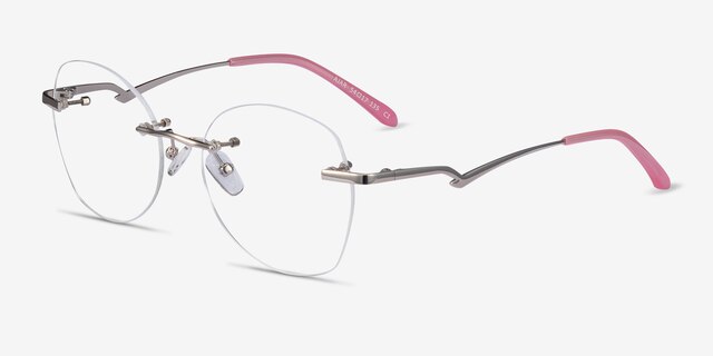 Ajar Silver MetalEyeglass Frames from EyeBuyDirect, Angle View