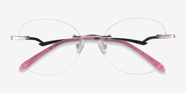 Ajar Silver MetalEyeglass Frames from EyeBuyDirect, Closed View
