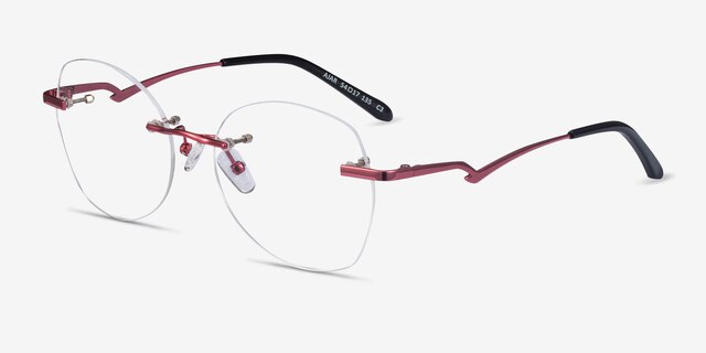 Ajar Raspberry MetalEyeglass Frames from EyeBuyDirect, Angle View