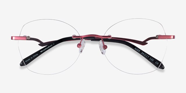 Ajar Raspberry MetalEyeglass Frames from EyeBuyDirect, Closed View