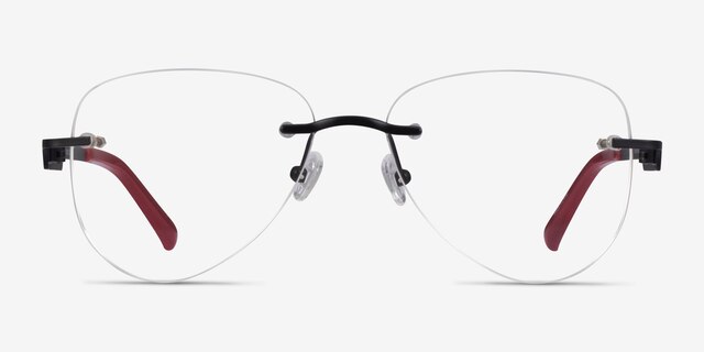 Ride Black Burgundy MetalEyeglass Frames from EyeBuyDirect, Front View