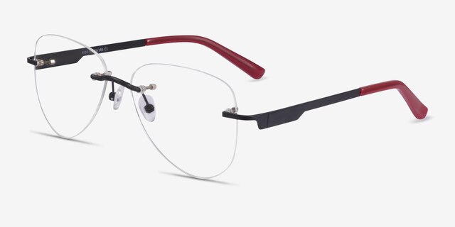Ride Black Burgundy MetalEyeglass Frames from EyeBuyDirect, Angle View