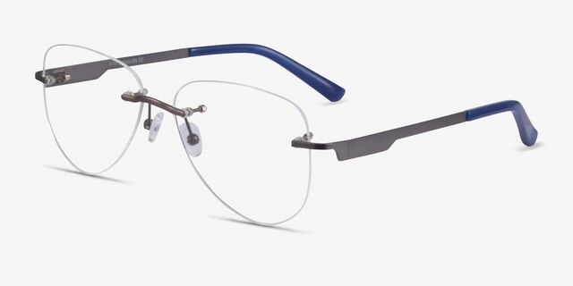 Ride Gunmetal Blue MétalMontures de lunettes de vue d'EyeBuyDirect, Vue d'Angle