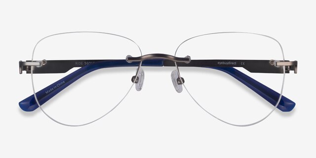 Ride Gunmetal Blue MétalMontures de lunettes de vue d'EyeBuyDirect, Vue Rapprochée