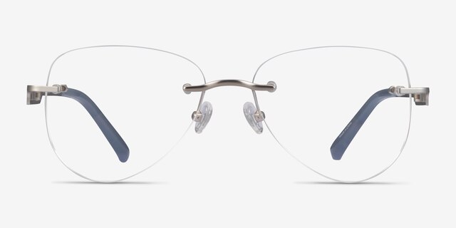 Ride Silver Light Gray MetalEyeglass Frames from EyeBuyDirect, Front View