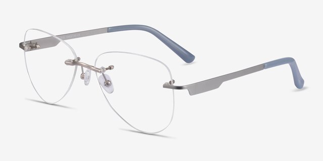 Ride Silver Light Gray MetalEyeglass Frames from EyeBuyDirect, Angle View