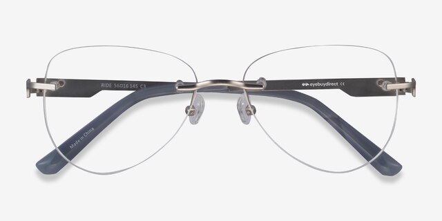 Ride Silver Light Gray MetalEyeglass Frames from EyeBuyDirect, Closed View
