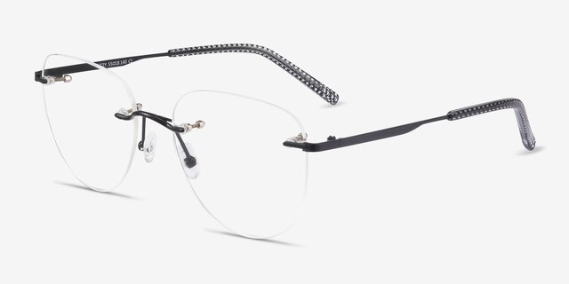 Ritzy Black MetalEyeglass Frames from EyeBuyDirect, Angle View